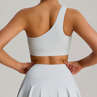 Soutien-gorge de sport asymétrique pour femme, à épaules inclinées, antichoc, haute maintien, en Spandex/Nylon extensible et respirant, idéal pour le yoga et les activités de plein air
