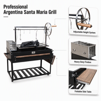 Barbecue argentin Santa Maria, station de grillade robuste au charbon de bois avec système de hauteur réglable, pour cuisson en extérieur
