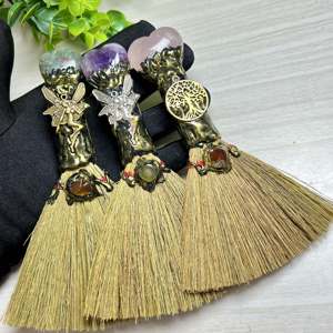 Tinh thể tự nhiên hình trái tim chổi Halloween phù thủy ma thuật chổi trang trí mảnh cho quà tặng và trang trí nhà - Product Image 2
