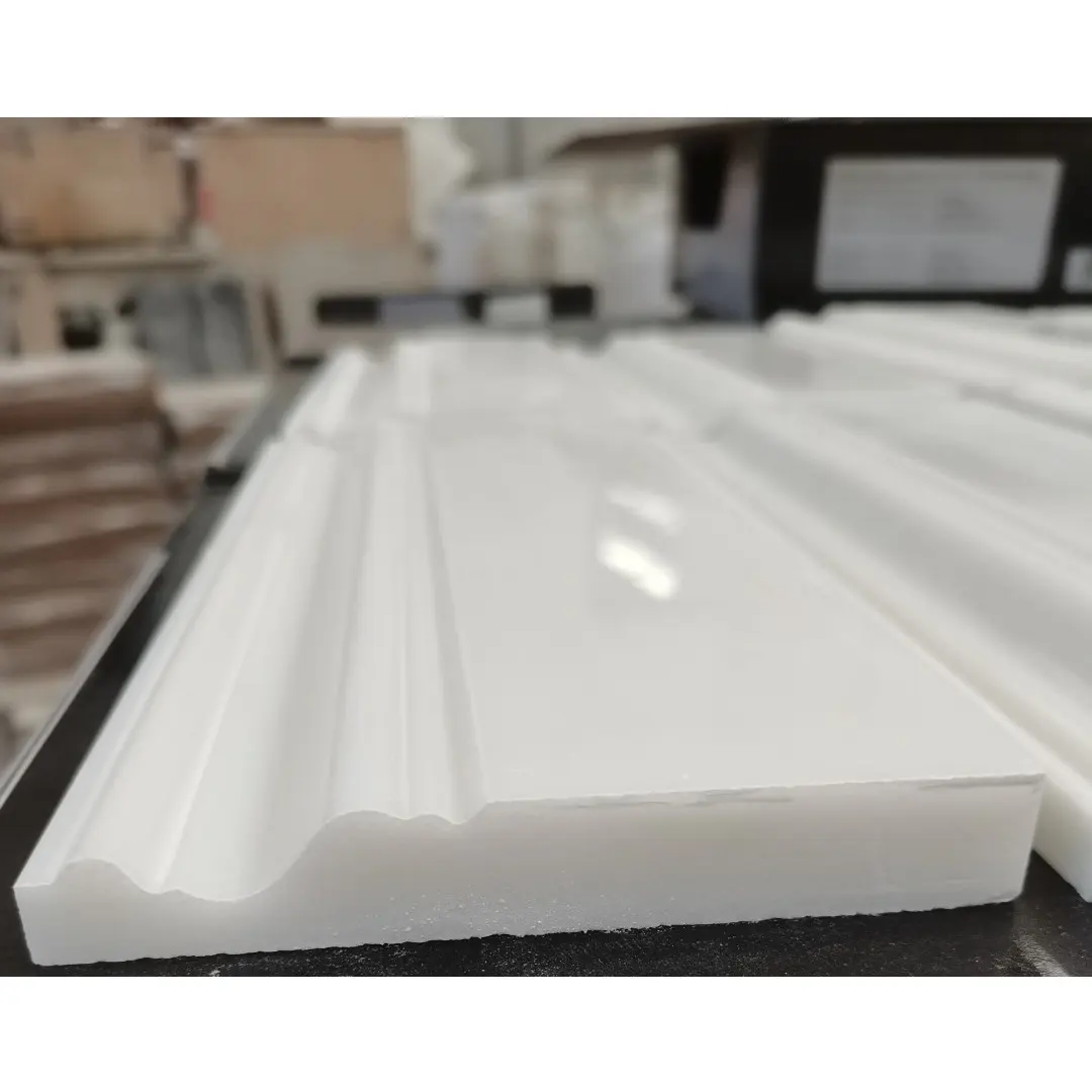 Royal White Marble Modern Wall Edging Strip Decoration Molding Trim Line Skirting Border Tile For Bathroom