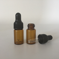 Flacon compte-gouttes vide en verre de couleur ambre, bouteille d'huile essentielle, pour gouttes de liquide, de 3ml, ml