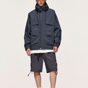 <b>Men's</b> <b>Lightweight</b> Windproof Outdoor Hiking Softshell Anorak Canvas Zip-Up Safari Windbreaker <b>Jacket</b> with Stand Collar and Hood - Product Image 6