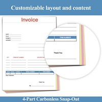Papier autocopiant personnalisé 8.5x11 pouces 2-3-4 partie facture A5 reçu A4 NCR Bill 80gsm double forme chaque ensemble séparé pas livre