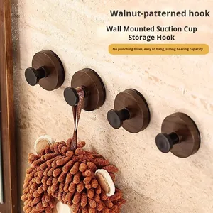 Gỗ Óc Chó chuyển nước hút cup móc không khoan tường móc cho phòng tắm Phong cách cổ điển móc áo cho lối vào phòng ngủ - Product Image 1