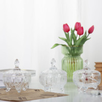 Pot à bonbons en verre transparent de luxe, vide, style nordique, pour desserts de festival, personnalisable, avec couvercle détachable, pour Noël et les fêtes, vente en gros