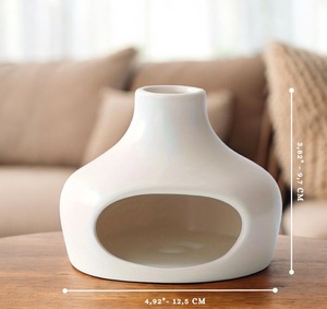 Moderno nordico bianco personalizzato salvia ceramica sacro bruciatore di legno Palo Santo titolare per la decorazione della tavola - Product Image 4