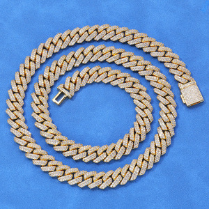 Chaîne cubaine de créateur en Moissanite VVS1 certifiée GRA, en Vermeil Or 18K et Argent 925, sertie clos, personnalisée, style Hip Hop, avec testeur - Product Image 6