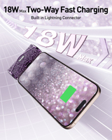 Power Bank Mini Kompak 5000mAh Diamond dengan Kabel Terintegrasi, Pengisian Cepat 22.5W, Laris Manis