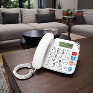 Pour les soins aux personnes âgées Message d'attente indicateur LED SOS urgence grand bouton ligne de garniture <span class=keywords><strong>fixe</strong></span> <span class=keywords><strong>téléphone</strong></span> filaire - Product Image 2