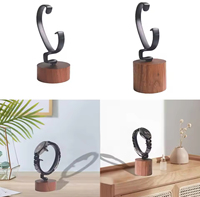 Support de Présentation de Montre en Acrylique Transparent avec Base en Bois et Support Métallique pour Montres de 50 mm d'Épaisseur, Surface Polie, Vitrine de Détail