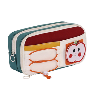 Organisateur de fournitures scolaires grande capacité pour enfants Retour à l'école Trousse à crayons mignonne en toile - Product Image 1