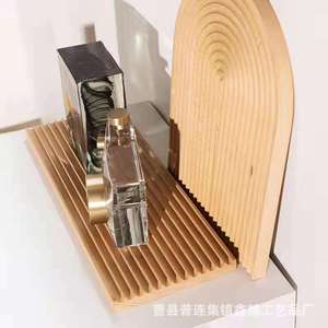 Abstract Geometric Wooden Tray Beech Wood Heat Resistant Decorative Tray For Dining Table Water Ripple Design - Product Image 5