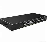 Switch Ethernet PoE 24 ports 10/100 Mbps avec 4 ports Uplink Gigabit et 4 ports fibre SFP, prise en charge SNMP VLAN, caméras IP, garantie 12 mois