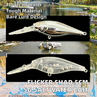Leurre dur Flicker Shad 5cm 5g à flottement lent, leurres de pêche pour eau douce, appât minnow non peint pour la pêche