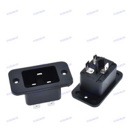 Adaptor Panel Mount Universal Hitam 16A 250V IEC-C19/C20, Konektor Soket PDU/UPS, Soket Steker Daya Industri