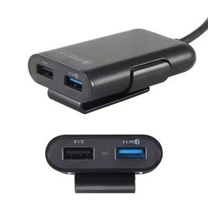 <b>USB</b> QC 3.0 Backseat Clip Car Charger with <b>Extension</b> <b>Cable</b> for Mobile Phone Rear Back Seat Vehicle Fast Charging Adapter - Product Image 2