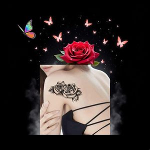 Tatuajes Temporales Personalizados al por Mayor, Resistentes al Agua, con Diseño de Rosas Negras Sexys, Multifuncionales - Product Image 5