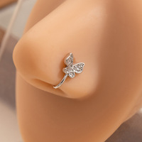 Faux piercing de nez, clips d'oreille, clous d'oreille non-percés, boucles d'oreilles incrustées de CZ, faux anneau de nez en forme de U, clip à ressort, bijoux de corps en forme de cercle
