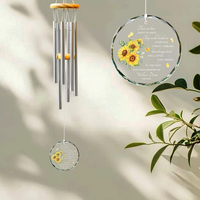 Carillon éolien commémoratif tournesol populaire, ornement commémoratif personnalisé en acrylique, cadeau de condoléances pour la famille, décoration de jardin extérieur