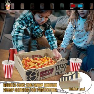 Caja de almacenamiento de madera para refrigerios de noche con asas, bandeja para comida, bandeja para palomitas de maíz. - Product Image 2