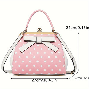 Borsa a tracolla da donna <span class=keywords><strong>Avant</strong></span> <span class=keywords><strong>Garde</strong></span> con fiocco abbellito a pois in vernice leggera con cinturino rimovibile - Product Image 4