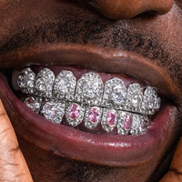 Mode Fine Jewelry Hip Hop Grills Diamond Grillz Pour Dents Personnalisé Glacé D Couleur VVS Moissanite Grillz avec Grande Pierre Centrale