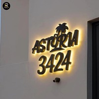Letrero de Número de Casa Iluminado con Láser 3D Kerui, Montado en Pared, Negro, con Protección IP65 y 3 Años de Garantía
