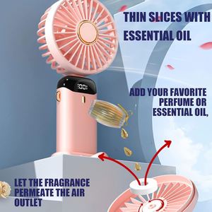 <b>Mini</b> Cooling <b>Fan</b> Rechargeable Battery Plastic <b>USB</b> Handheld Digital Display Folding <b>Fans</b> for Outdoor - Product Image 3