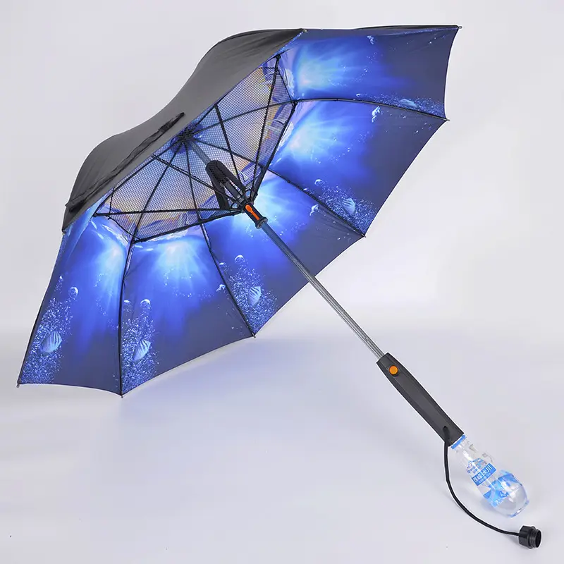 Epsilon esterno nebulizzatore ventola di raffreddamento ombrello con ventola e funzione di acqua nebulizzata