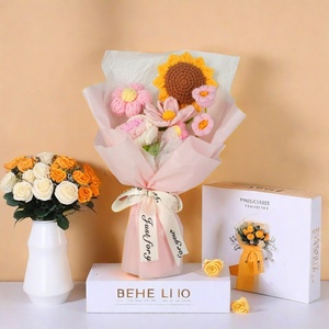 Bouquet di fiori all'uncinetto prodotto finito fatto a mano rosa giglio per anniversario <span class=keywords><strong>compleanno</strong></span> <span class=keywords><strong>regalo</strong></span> filato per sempre giorno della <span class=keywords><strong>fidanzata</strong></span> - Product Image 6