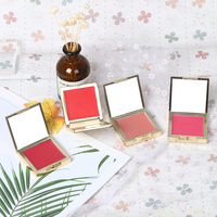 Palette de fard à joues crème vegan, haute pigmentation, longue tenue, avec miroir, logo personnalisé, marque privée, luxe doré, OEM ODM