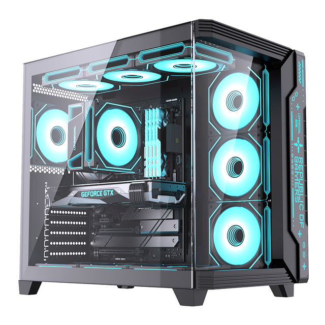 Lovingcool Tempered Glass RGB Gaming PC Case ATX/ITX/MATX USB3.0 Cabinet Gaming Computer Chassis Black Sea View Case Full Tower