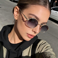 Lunettes de soleil rondes vintage avec logo personnalisé OEM, emballage personnalisé, vente en gros, marque privée, monture en métal gravée, lunettes de soleil steampunk