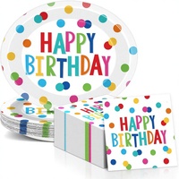 Assiettes en papier ovales jetables pour fête d'anniversaire, 11 pouces, résistantes à l'eau et à l'huile, design à pois colorés, pour baby shower, réunions de famille
