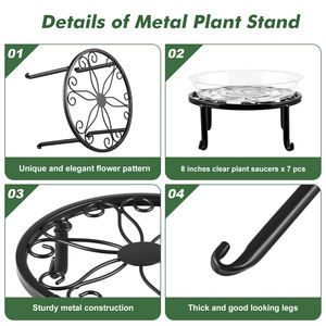 Support de plantes d'intérieur et d'extérieur en métal antirouille, robuste, durable, écologique, avec trou de drainage - Product Image 4