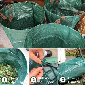 Worth Herramientas de jardín Bolsa de césped y hojas de gran tamaño Colector de hojas de 500L y bolsa de jardín de césped Contenedor emergente de PE Bolsas de hojas de césped - Product Image 3