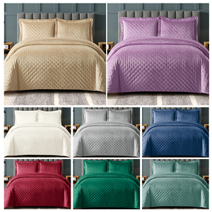 Plain Bed Cover <strong>Flannelette</strong> Ultrasonic Embossed Polka Dot Bedspread Quilted Quilt With Quilted Seed <strong>Sheet</strong> - Product Image 2