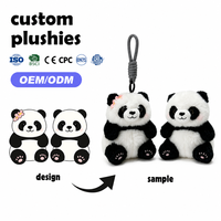 Porte-clés en peluche Panda OEM, logo brodé personnalisé, pendentif en peluche Panda, vente en gros, accessoires cadeaux touristiques