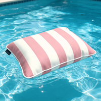 Coussin de piscine gonflable FLOAT MASTER avec housse en tissu rayé, imperméable, pour la plage et l'extérieur