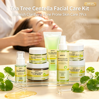 Kit de Soins Visage Bio Personnalisé à l'Arbre à Thé et Centella pour Peaux à Tendance Acnéique, Nettoyage Profond et Clarifiant, 7 Pièces