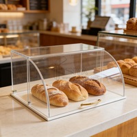 Vitrine à pain en acrylique incurvée avec poignée métallique, fabrication OEM/ODM depuis 20 ans, pour comptoir de boulangerie, vente en gros