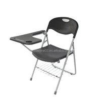 Chaise pliante Zoshine au design métallique, ensemble de chaises individuelles écologiques et durables pour l'école et l'étude avec tablette d'écriture intégrée