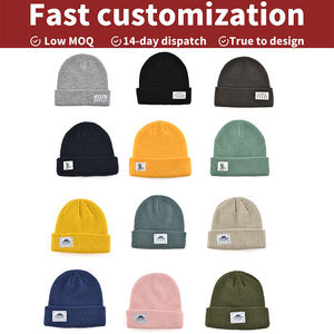 Bonnet classique à revers avec étiquette tissée personnalisée, fabricant, couleur unie, bonnet d'hiver chaud, bonnets en tricot épais pour femmes et hommes - Product Image 5