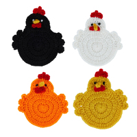 Tapis de table en crochet fait main en forme de poulet, dessous de verre à thème animal, décoration de table mignonne, cadeau de Pâques et de décoration intérieure