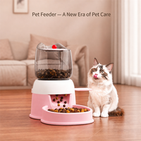 Distributeur automatique de nourriture pour animaux de compagnie en plastique, à gravité, pour chats et chiens, base antidérapante, 2L, anti-fuite, motif uni