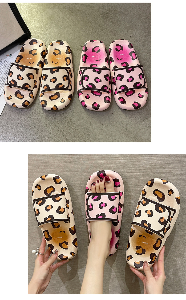 New Leopard Print Slipper Thick Sole Home Slippers Fashion Soft Non-slip Sandals Women