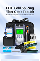 Kit d'outils de fibre optique à connexion à froid FTTH complet de 12 pièces/ensemble, comprend une bouteille d'alcool, un compteur de puissance optique, 4G TCP