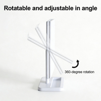 Miroir de maquillage LED pliable à trois côtés rotatif 1X/2X/3X avec base de rangement, miroir de bureau éclairant
