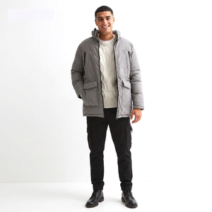 Vestes matelassées chaudes d'hiver pour l'extérieur, logo personnalisé, capuche en coton, manteaux pour hommes, coupe-vent, parka longue - Product Image 1