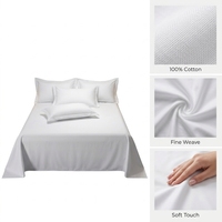 Draps d'hôtel sur mesure 200TC 100% coton écologiques antibactériens - Draps plats et housses avec coutures pour l'hôtellerie OEM